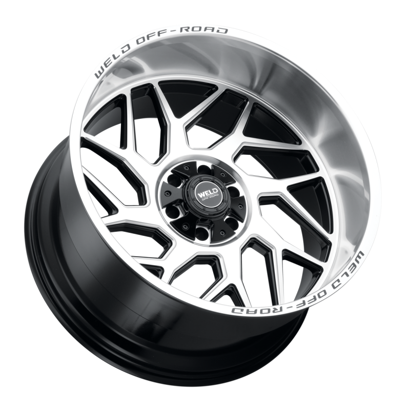 Weld Fulcrum 20x12 cast wheel in gloss black machined finish with 6x135 bolt pattern and 4.75 BS for off-road vehicles.