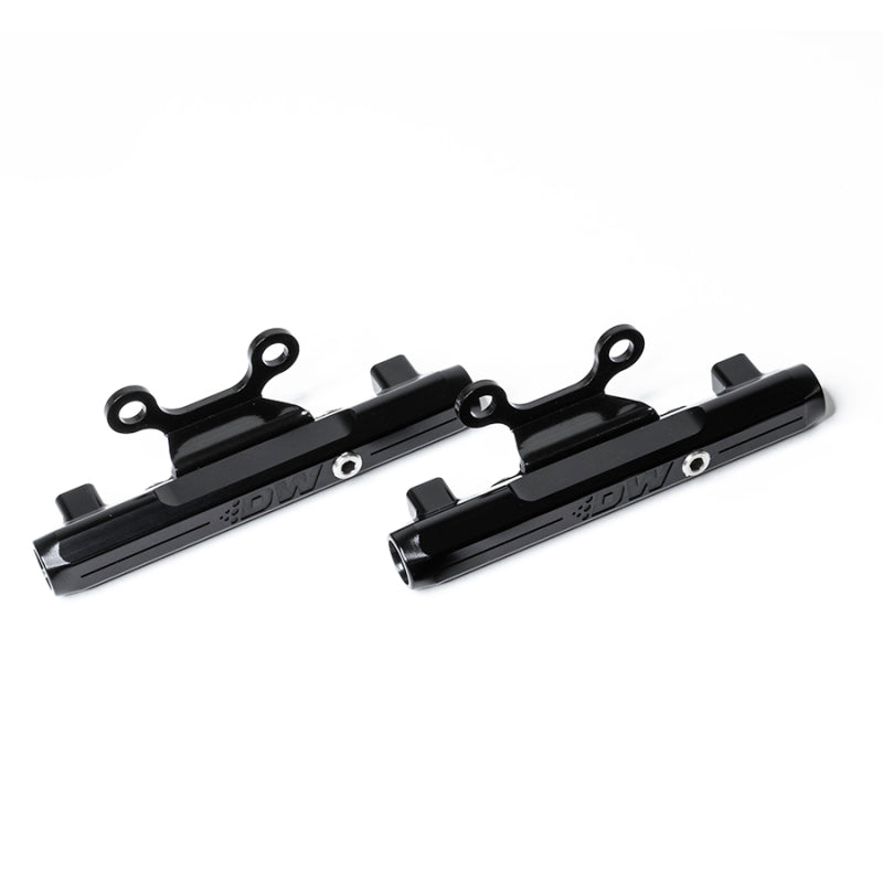 DeatschWerks Subaru fuel rails for 2002-2014 WRX, 2007-2014 STI, and Legacy GT, showing sleek top feed design in the image.