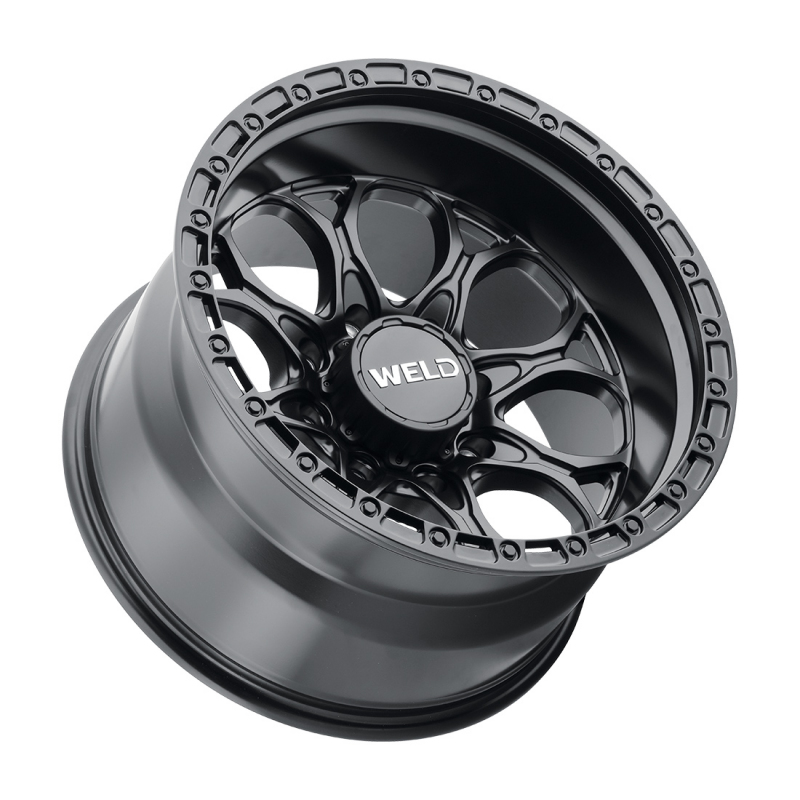 Cast Weld Ledge 8 20x10 non-BL satin black wheel with 8x170 bolt pattern and 4.75 BS shown from a side angle.
