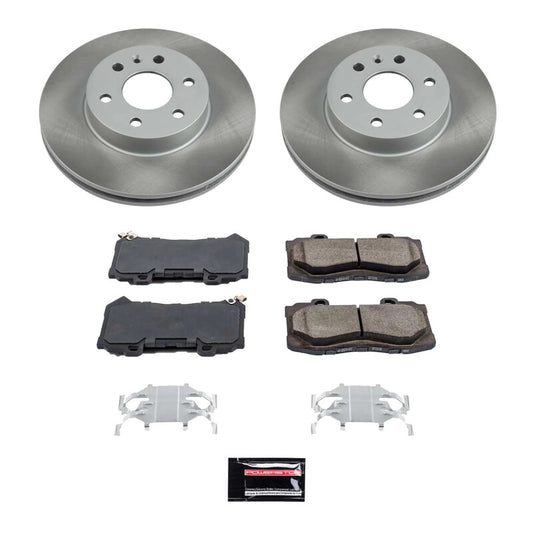PowerStop 15-20 GMC Canyon front semi-coated brake rotor kit with perforated and vented design for enhanced braking performance.