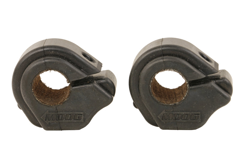 Moog Isuzu Ascender rear sway bar bushings kit with rubber bushings for stabilizer bar, shown on vehicle suspension.