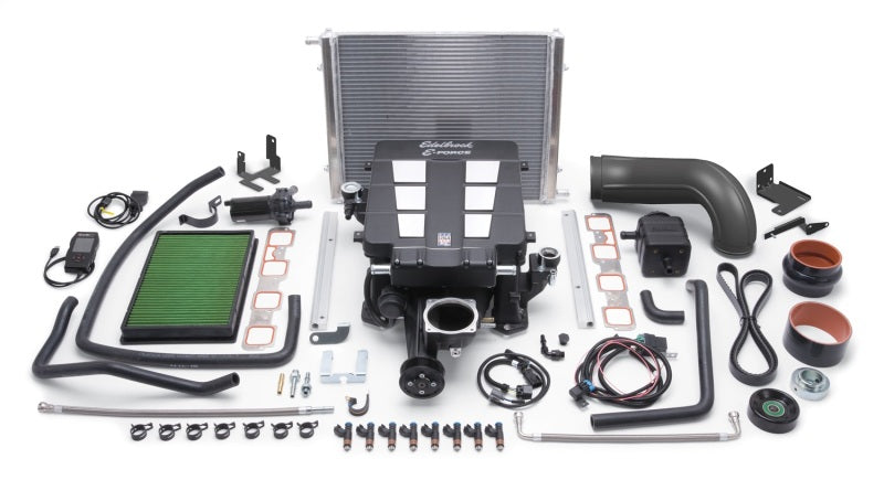 Edelbrock Supercharger Stage 1 Street Kit for 2015-2017 Ram 1500 5.7L Hemi V8, includes supercharger and tuning components.