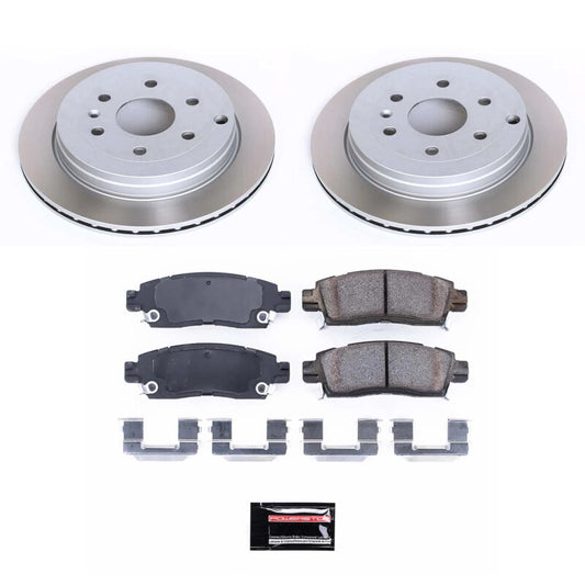 PowerStop rear semi-coated rotor kit for 2007-2010 Saturn Outlook, performance brake components with a clean, smooth finish.