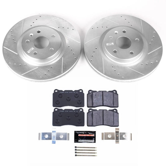 PowerStop front track day brake kit for Cadillac XTS 2013-2019, performance brake kit with high-quality components.