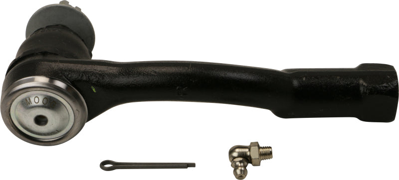 Moog front left outer tie rod for Hyundai Equus 2011-2014, showing the metal rod with ball joint connection for steering system.