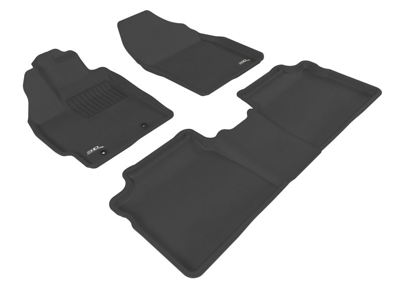 3D MAXpider black rubber floor mats for Toyota Prius, full set with retention hooks on driver's side floor, durable and custom-fit