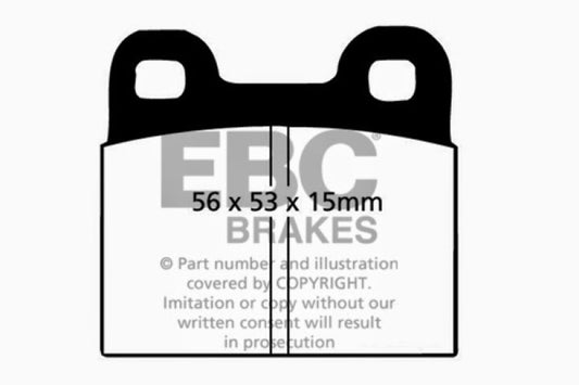 EBC Greenstuff front brake pads for 1971-1979 Volkswagen Beetle 1.3L, performance brake component shown in the image