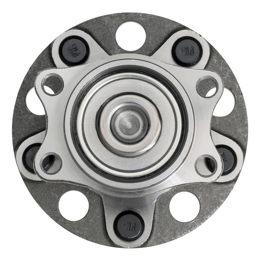 Moog rear hub assembly for 2007 Chrysler Sebring, wheel hub component with mounting details and metal construction.