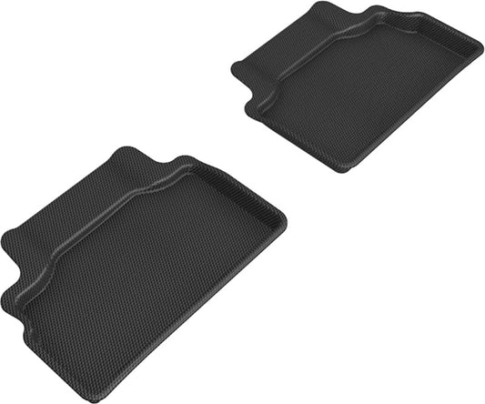Black 3D MAXpider rubber floor mats for 2nd row of Hyundai Genesis 2012-2016, featuring textured surface for protection.