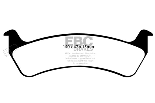 EBC Ultimax2 rear brake pads for Jeep Grand Cherokee 4.0, OE style, durable automotive brake components.
