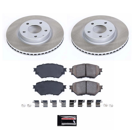 PowerStop 17-18 Mazda 3 front semi-coated brake rotor kit showing performance semi-coated brake rotors with vented design