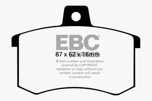 EBC Greenstuff rear brake pads for Alfa Romeo 164 2.0 Turbo, performance brake pads with green friction material.