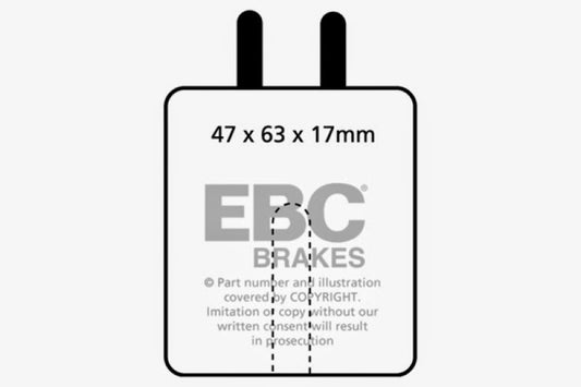 EBC Redstuff front brake pads for Aston Martin DB4 3.7 Vantage, performance brake pads with red friction material.
