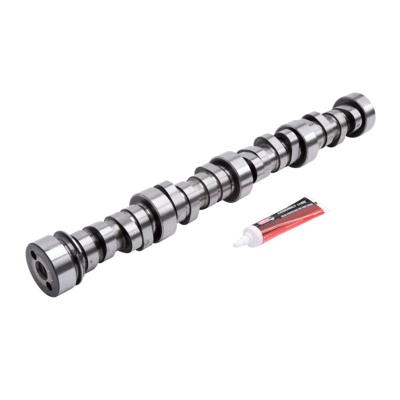 Edelbrock Performer RPM Hyd Roller Camshaft for GM LS1 engine, shown with detailed metal components and cam lobes.