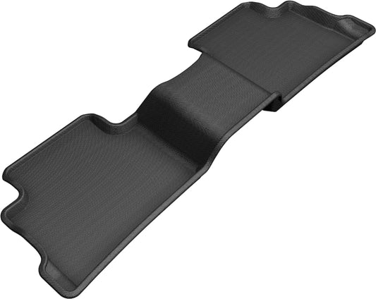 Black 3D MAXpider rubber floor mats for Hyundai Kona 2nd row (2018-2020), showing textured surface and custom fit design.