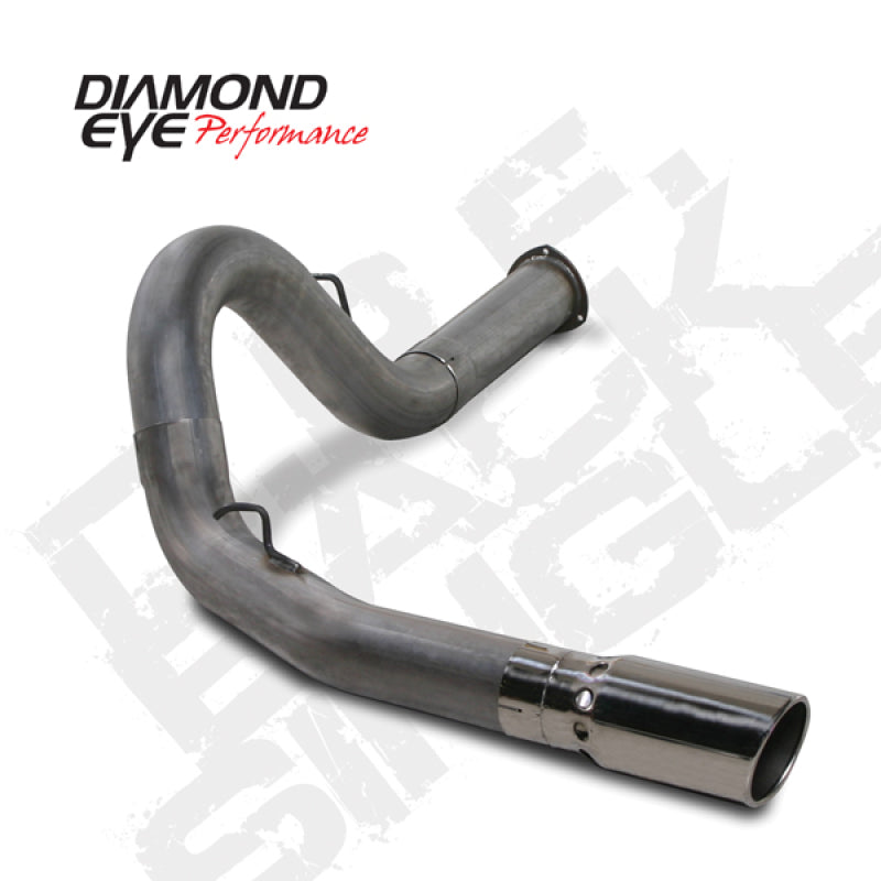 Diamond Eye Performance DPF back exhaust kit for 2007.5-2008 Chevy 2500/3500 6.6L diesel trucks, front view of stainless steel exhaust system.