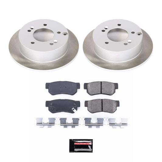 PowerStop rear semi-coated rotor kit for Kia Sportage 2005-2010, performance brake kit with blank rotors.