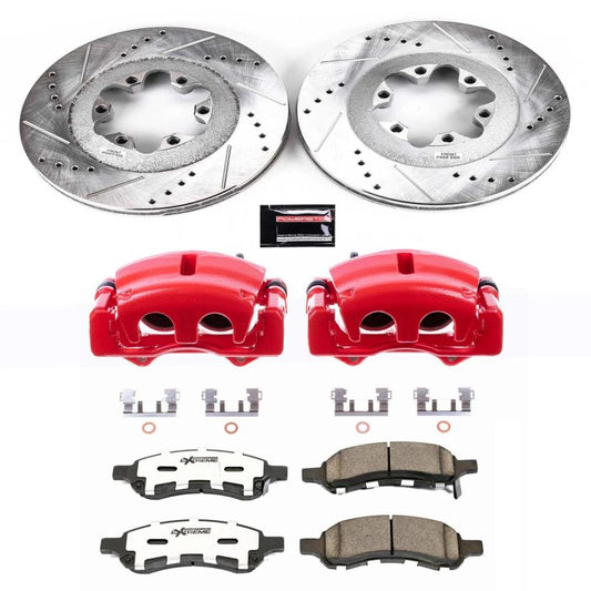 PowerStop 09-12 GMC Canyon front Z26 Street brake kit with performance disc brakes and calipers, installed on the vehicle.