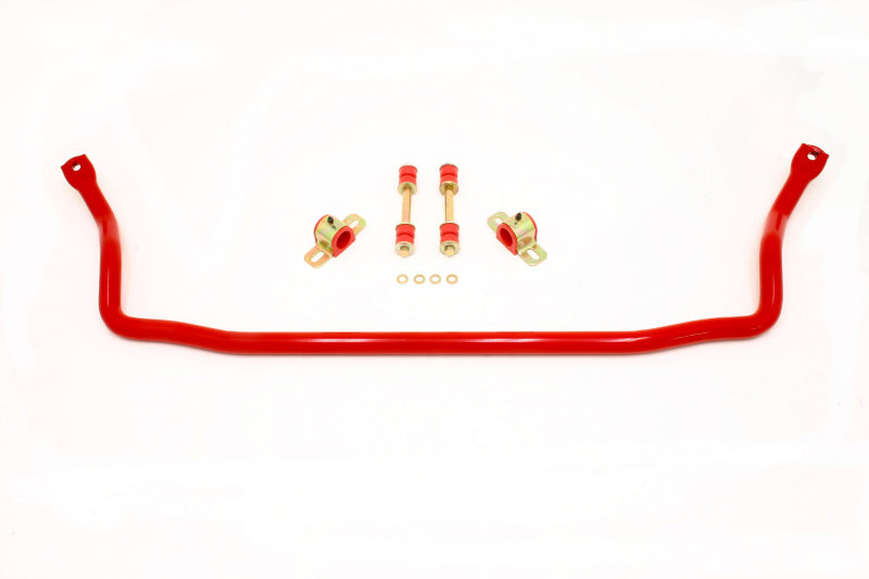 Red BMR Suspension 2nd Gen F-Body sway bar kit with 1.25-inch solid sway bar and bushings for front suspension upgrade.