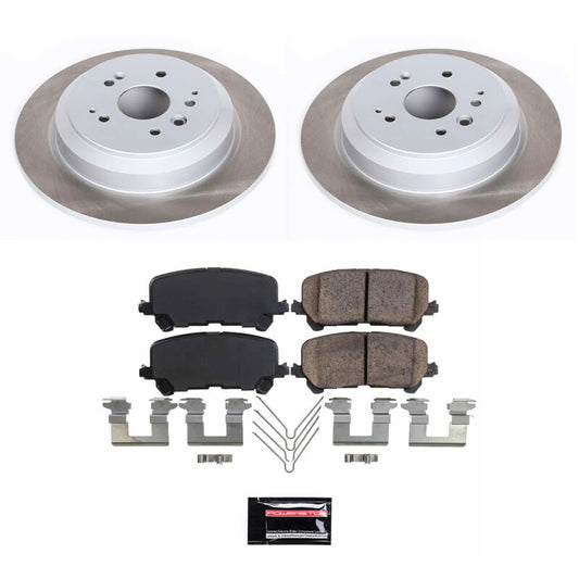 PowerStop 14-16 Acura MDX rear semi-coated brake rotor kit with performance blank rotors and hardware for enhanced braking.