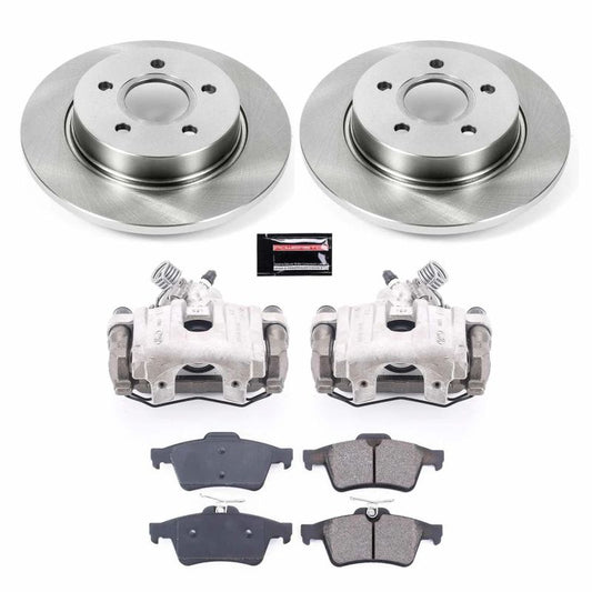 PowerStop rear brake kit with calipers for Ford Focus 2012-2018, OE-style brake components and hardware.