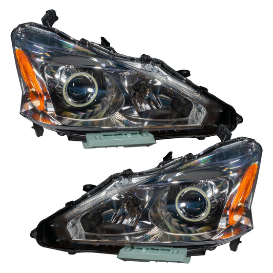 Oracle Lighting color-shift headlights for Nissan Altima 2013-2015 sedan, featuring sleek SMD high/low beam design.