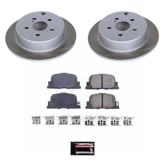 PowerStop rear semi-coated brake rotor kit for 2005-2010 Scion tC, performance brake kit with ventilated rotors.