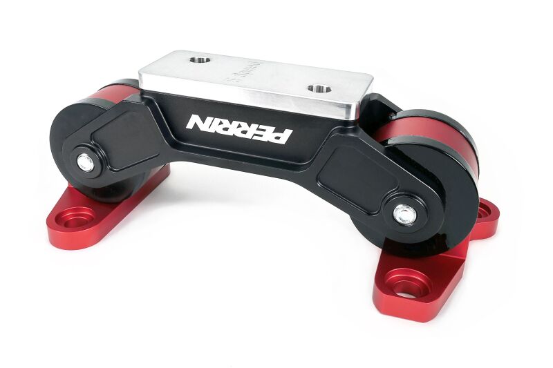 Perrin Performance transmission mounts for Subaru Crosstrek, Forester, and WRX STI manual transmissions, showing the sturdy metal components.
