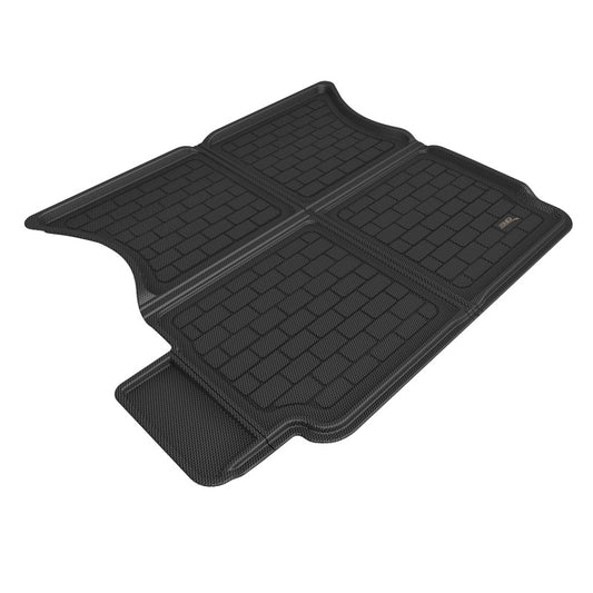 Black 3D MAXpider rubber cargo liner for Tesla Model X 2022-2023 5-seats, designed to protect the vehicle's interior floor.
