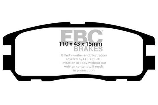 EBC Ultimax2 rear brake pads for Acura SLX 3.2 model, OE type, showing black brake pad material with metal backing plates.