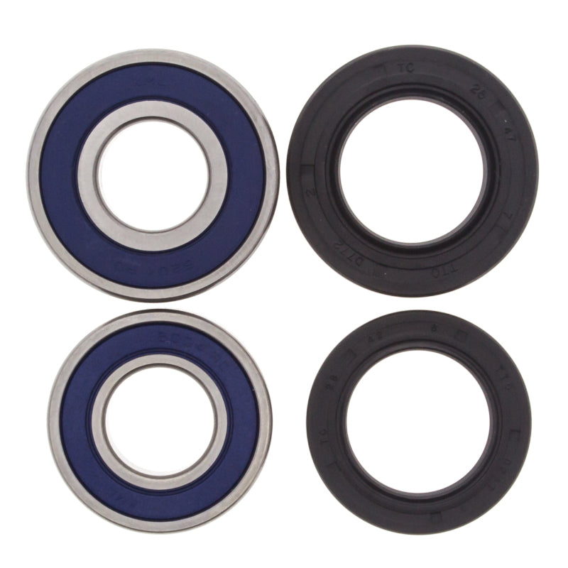 All Balls Racing rear wheel bearing kit for 1982 Honda CR125R motorcycle, showing multiple bearings and installation components.