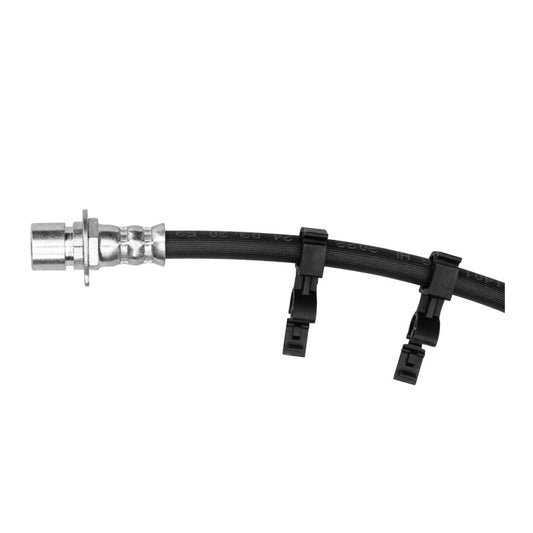 DFC 16-23 Cadillac CTS front right brake hose from brake line kit, showing the flexible rubber and metal fittings.