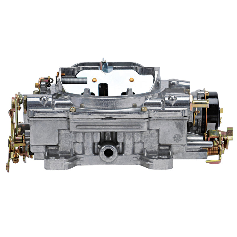 Edelbrock Thunder Series 4-Barrel 800 CFM carburetor with electric choke, satin finish, and detailed calibration components.