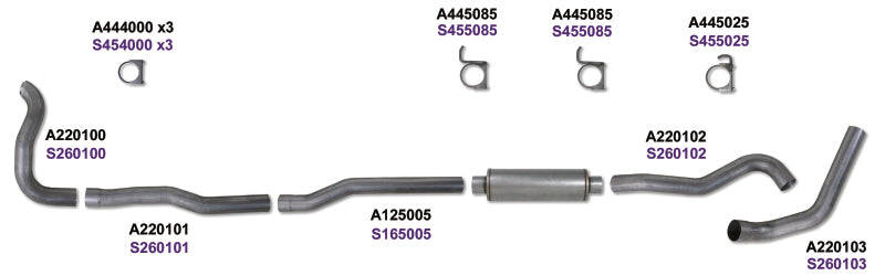 Diamond Eye Turbo Back exhaust kit for 1989-1993 Dodge 5.9L Cummins 2500/3500, no muffler, stainless steel, performance upgrade.
