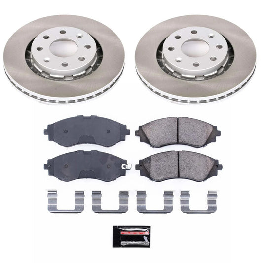 PowerStop front semi-coated brake rotor kit for Pontiac G3 2009-2010, performance brake kit with ventilated rotor design.