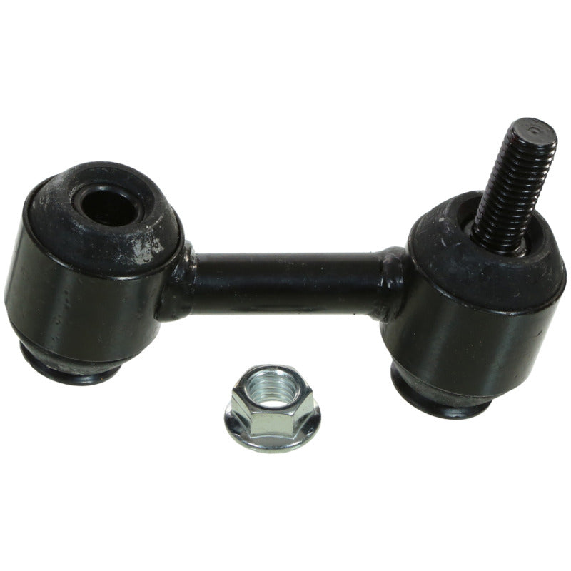 Moog rear sway bar endlink for Buick LaCrosse 2010-2016, showing metal link with mounting hardware for suspension stability.
