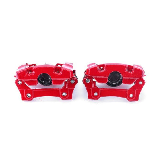 PowerStop rear red brake calipers with brackets for Lexus GS350 2007-2011, high-performance brake calipers pair.