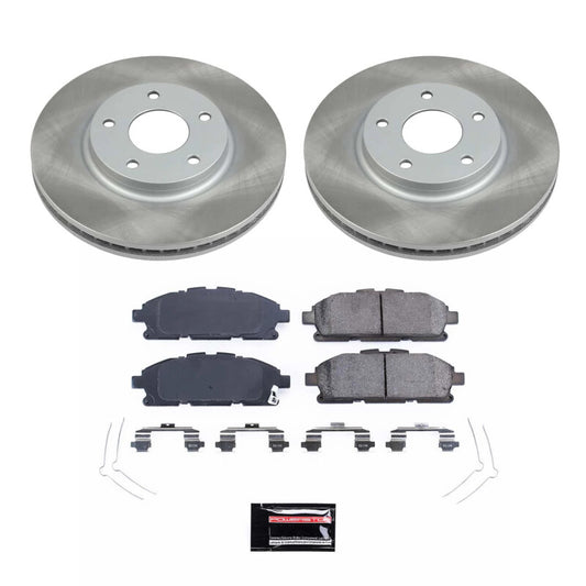 PowerStop performance semi-coated front brake rotor kit for 2011-2017 Nissan Quest, showing the rotor and brake components.