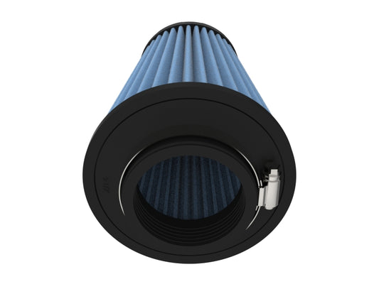 aFe POWER universal clamp-on air filter with Dura-Dry media, featuring 2.5-inch inlet, 5-inch body, and 7-inch height for vehicle intake.