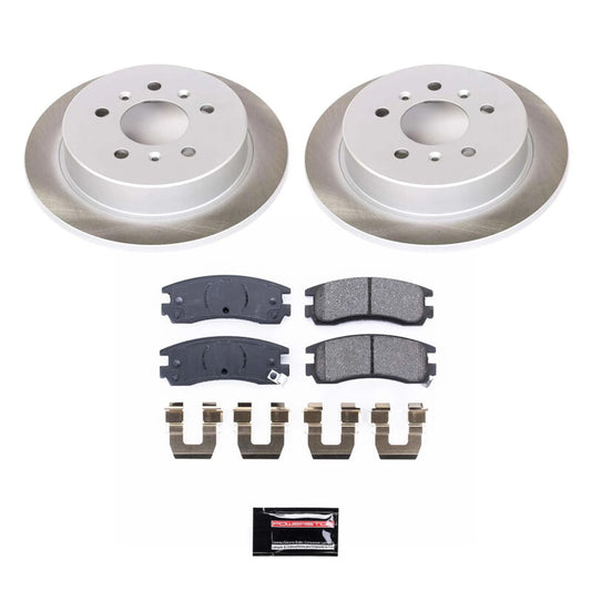 PowerStop rear semi-coated brake rotor kit for 2006-2007 Chevrolet Monte Carlo, performance brake replacement, close-up of rotor disc