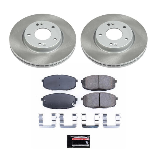 PowerStop front semi-coated brake rotor kit for Hyundai Elantra 2009-2012, performance brake kit with ventilated rotors