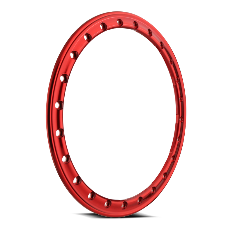 Red Method Beadlock Ring for 17-inch forged wheels, Style 1, used as a durable wheel accessory.