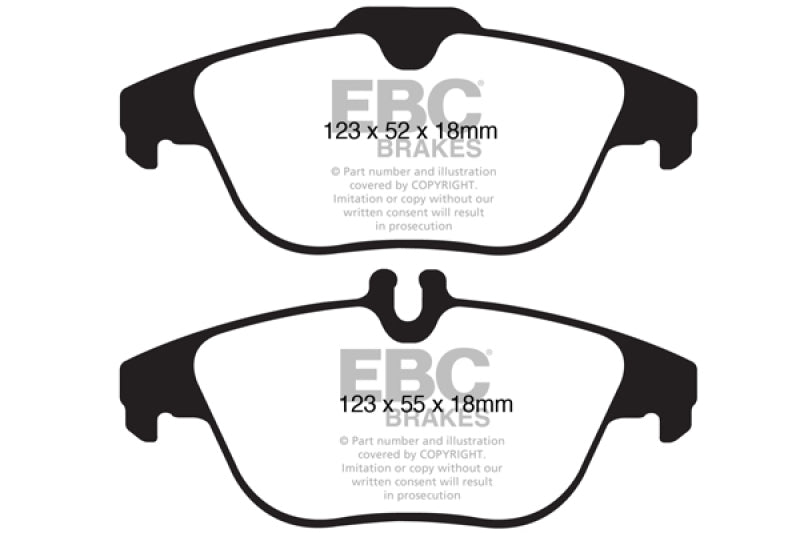 EBC Greenstuff rear brake pads for Mercedes-Benz C250 W204 1.8 Turbo, performance brake pads, shown in the image.