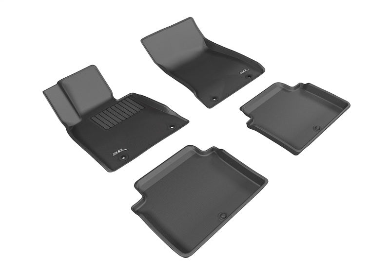 3D MAXpider black rubber floor mats for 2017-2020 Genesis G80 rear-wheel drive, full set, with textured surface.