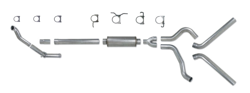 Diamond Eye Performance Turbo Back exhaust kit for 94-97 Ford 7.3L PowerStroke F250/F350 trucks, featuring dual exhaust pipes.