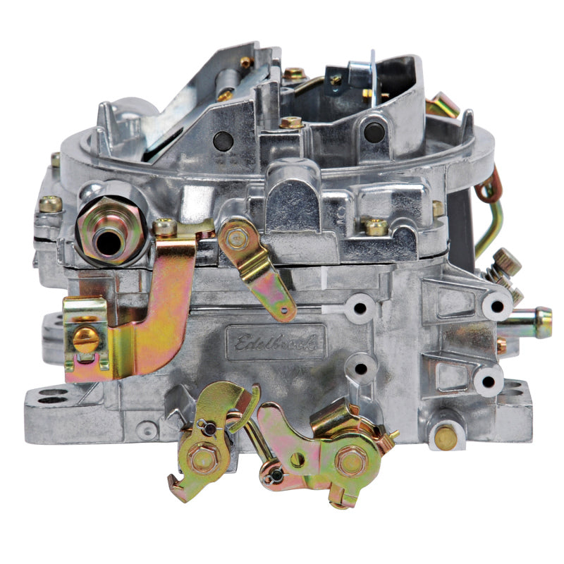 Edelbrock AVS2 500 CFM carburetor with manual choke, satin finish, designed for high-performance automotive engines.