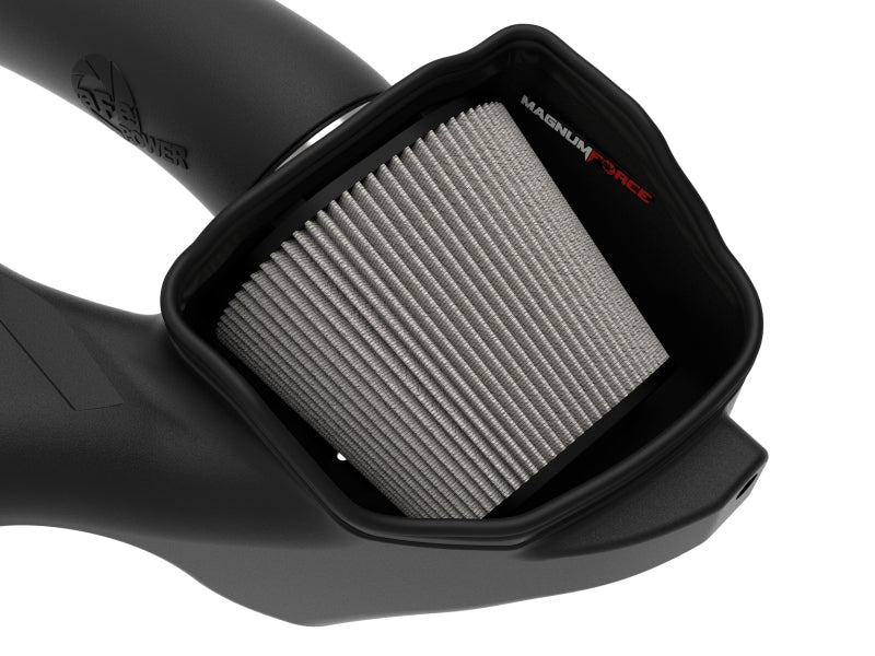 aFe MagnumFORCE Stage-2 Pro DRY S cold air intake installed in a 2021+ Ford F150 5.0L V8 engine for improved performance