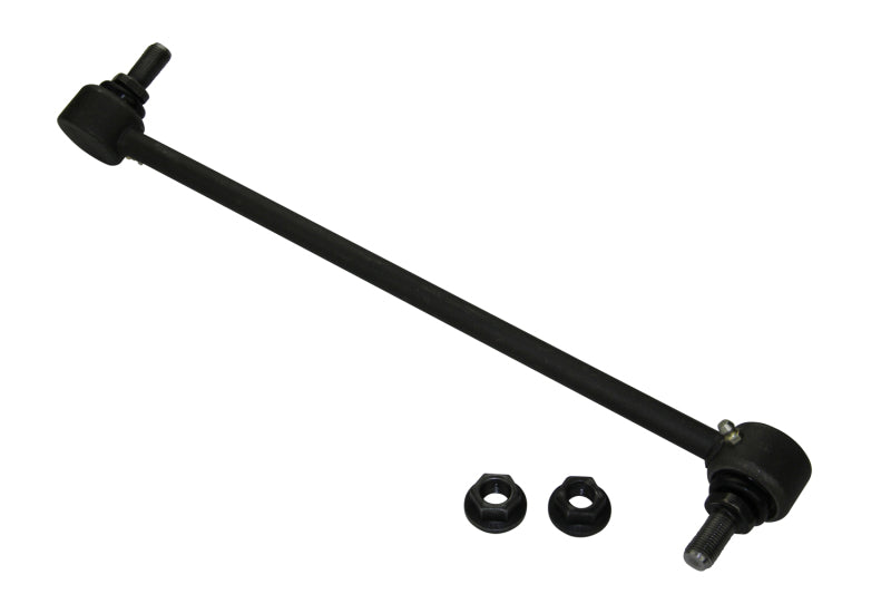 Moog front right sway bar link for 2014-2020 Acura MDX, close-up of durable metal endlink with rubber bushings.