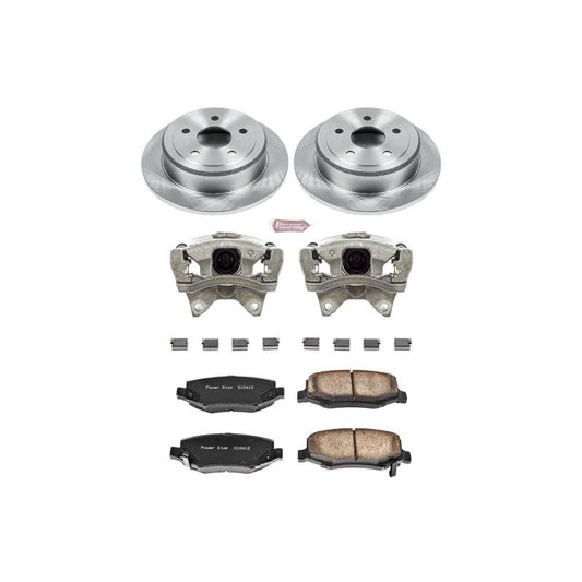 PowerStop OE rear brake kit for Jeep Wrangler 2007-2017, includes calipers and brake components for enhanced stopping power.