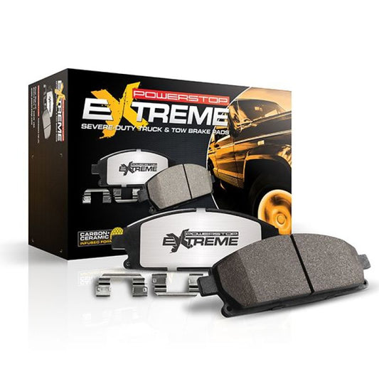 PowerStop rear Z36 brake pads for Land Rover LR2 2008-2012, performance truck and tow brake pads with hardware installed.